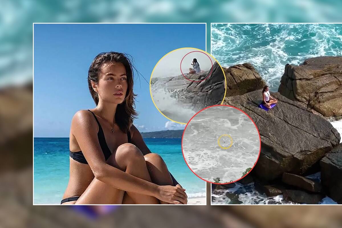 Actriz murió al ser arrastrada por una ola gigante mientras meditaba junto a un acantilado en el mar de Tailandia, y todo fue captado en VIDEO
