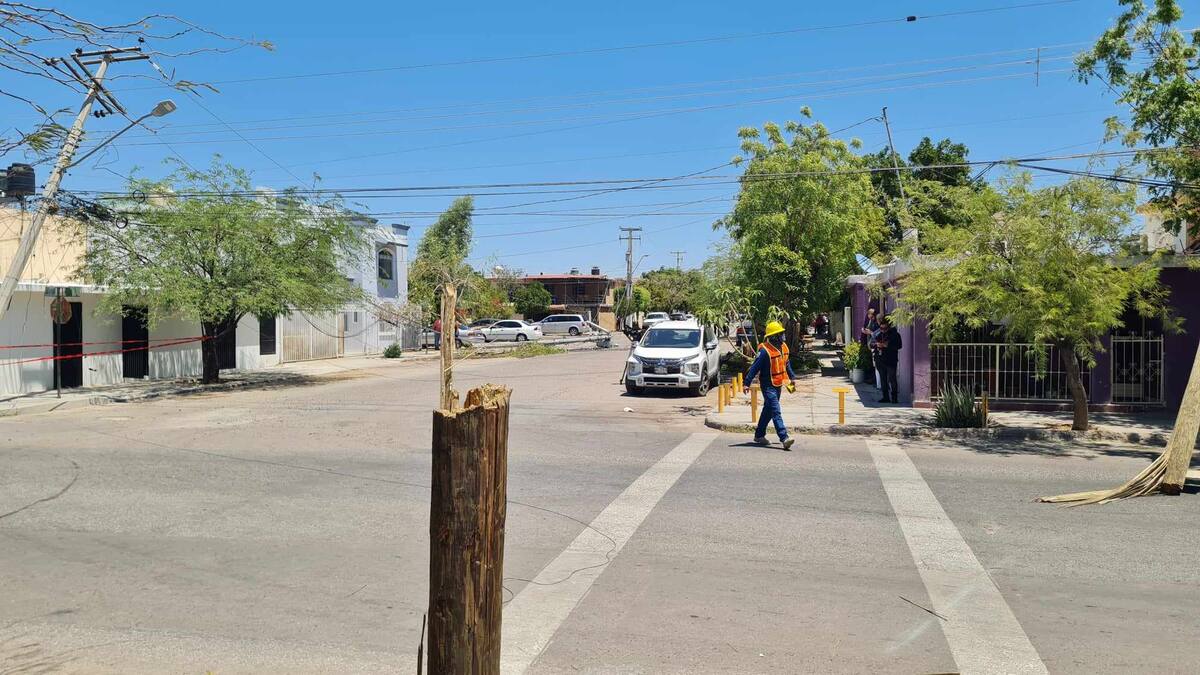 Conductor de tráiler derriba ocho postes de energía y telefonía en colonia Sahuaro Indeco | Foto: Julian Ortega
