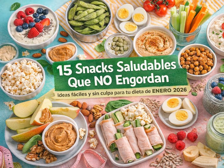 Lista definitiva de snacks saludables que no engordan: 15 opciones fáciles y baratas para tu dieta de enero 2026