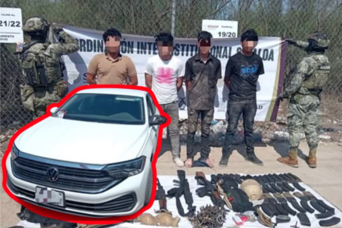 Grupo interinstitucional detiene a 4 hombres con armas y vehículo robado en Navolato