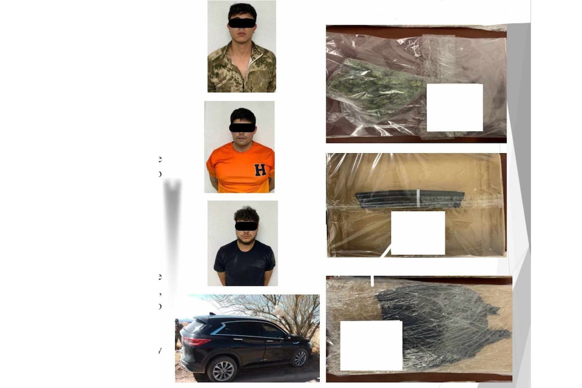 Tres hombres son detenidos por portación de arma de uso exclusivo del Ejército en Agua Prieta