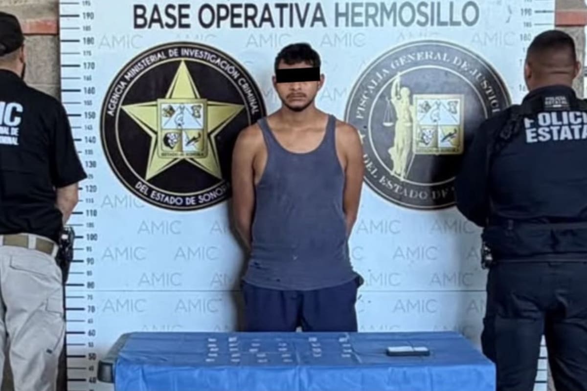 Cateo en la colonia Carmen Serdán de Hermosillo deja un detenido y 28 envoltorios con presunta metanfetamina