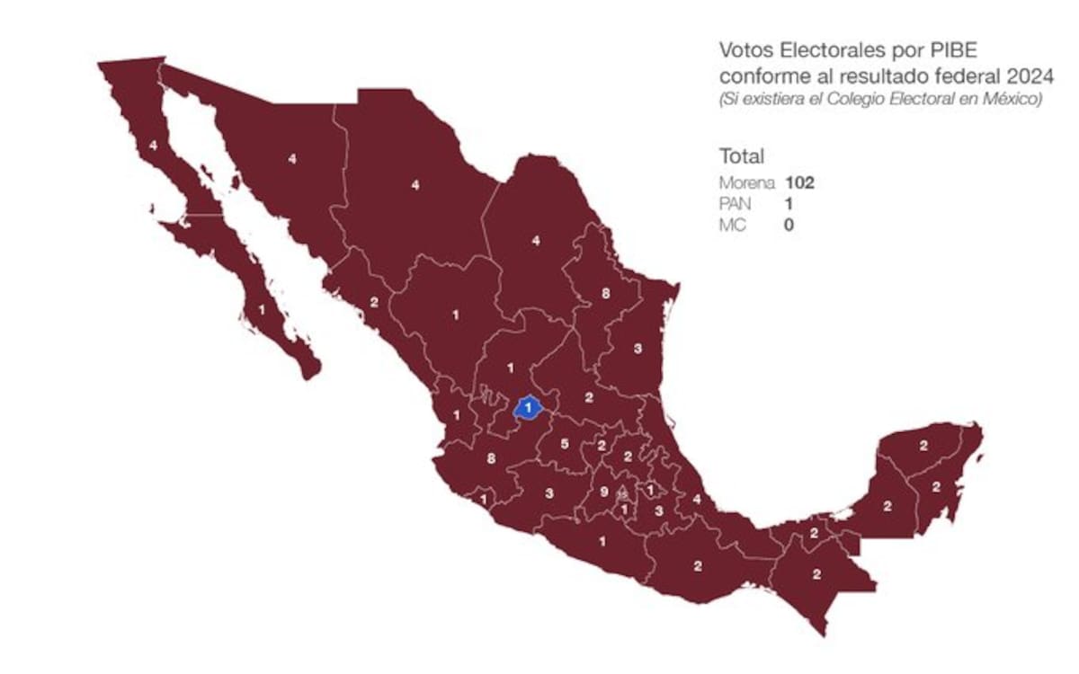 Mapa muestra votos electorales según PIBE en resultado federal 2024. / Foto: @UlaVaz en X