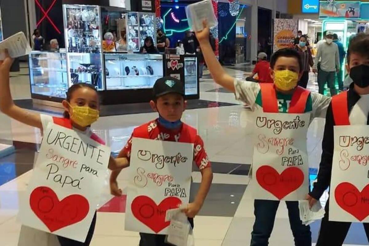 Niños salen a buscar donadores de sangre para su papá en Ciudad Obregón