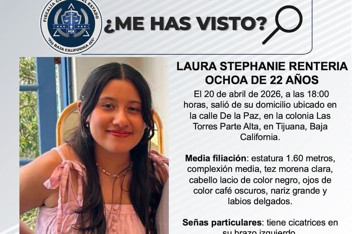 Se busca a Laura Stephanie Renteria Ochoa de 22 años