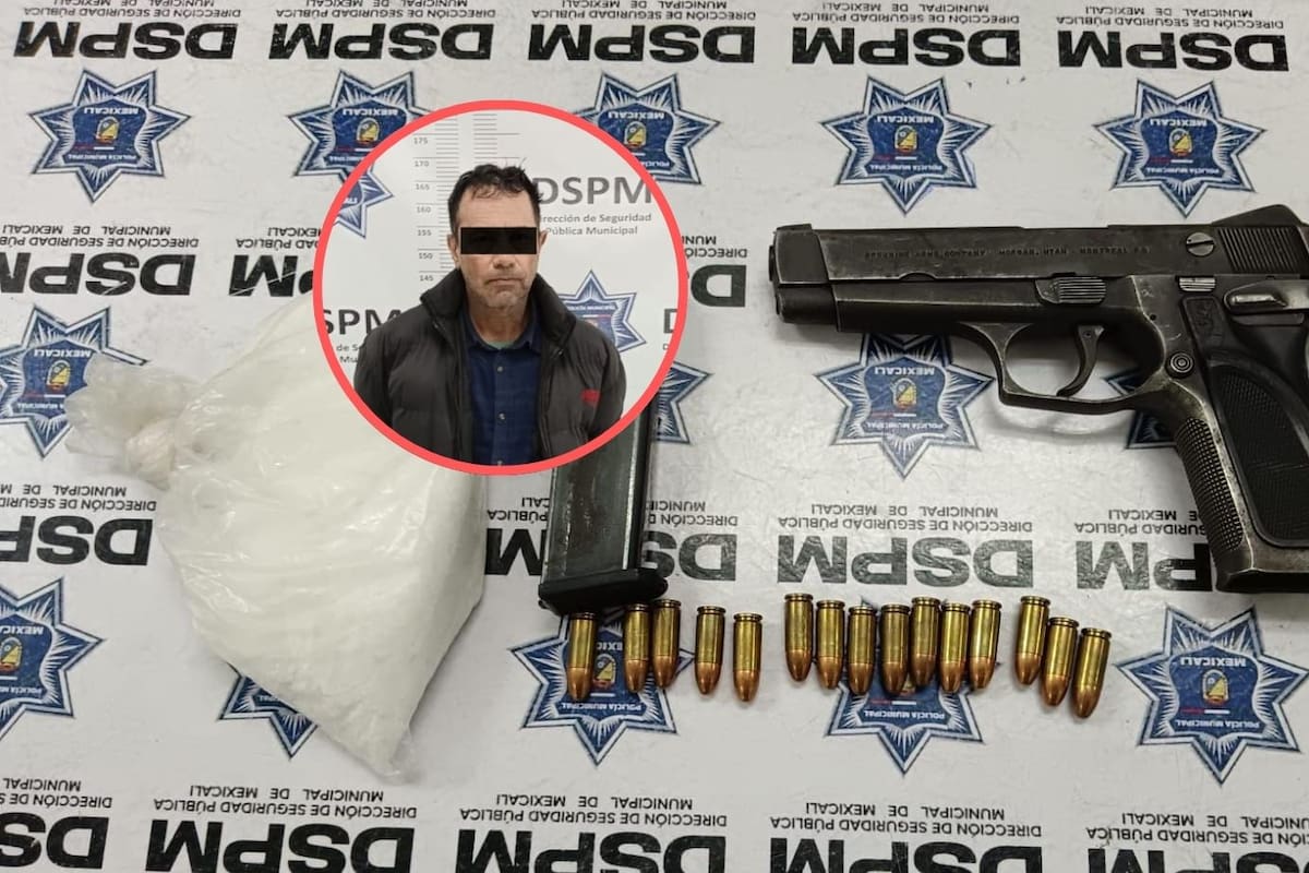 Motociclista es detenido con metanfetamina y arma de fuego en la zona oriente de Mexicali