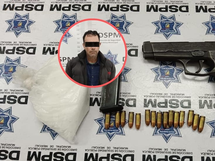 Motociclista es detenido con metanfetamina y arma de fuego en la zona oriente de Mexicali