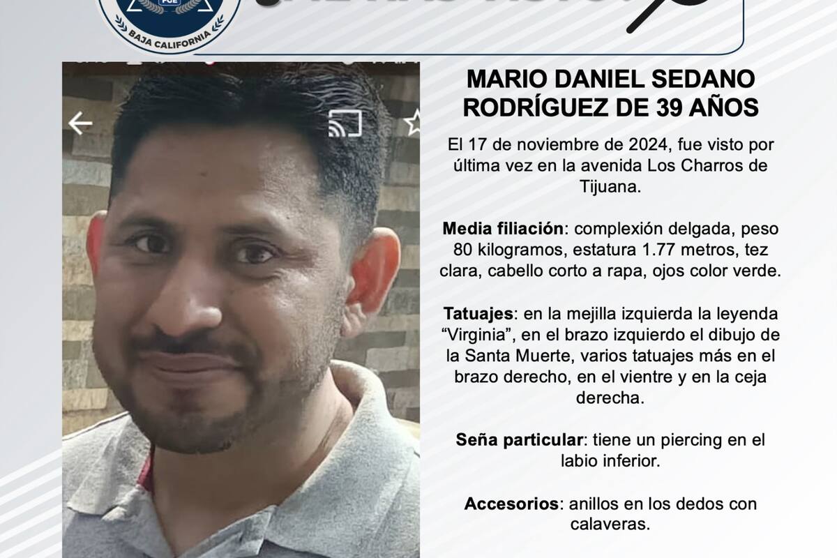 Se busca a Mario Daniel Sedano Rodríguez de 39 años de edad
