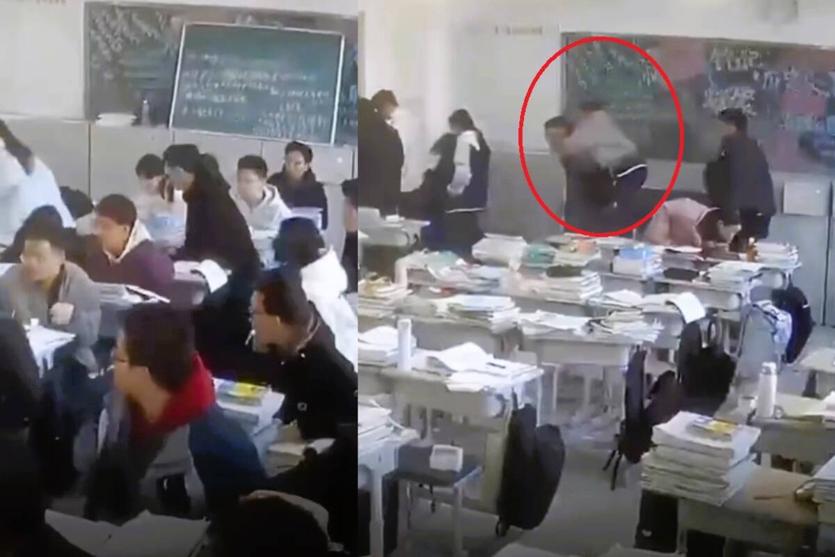 Joven se vuelve viral por ayudar a su compañero discapacitado a salir de la escuela durante un terremoto en China