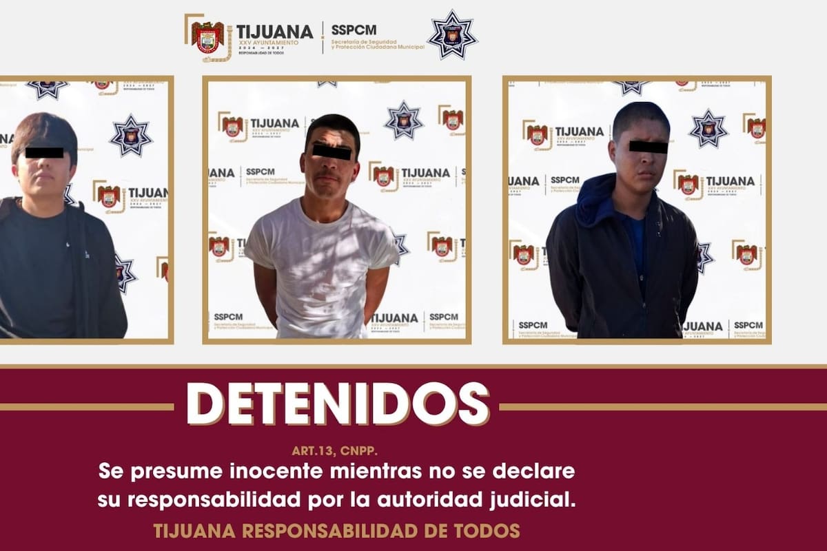 Asegura Policía Municipal de Tijuana a tres presuntos responsables de ataque armado