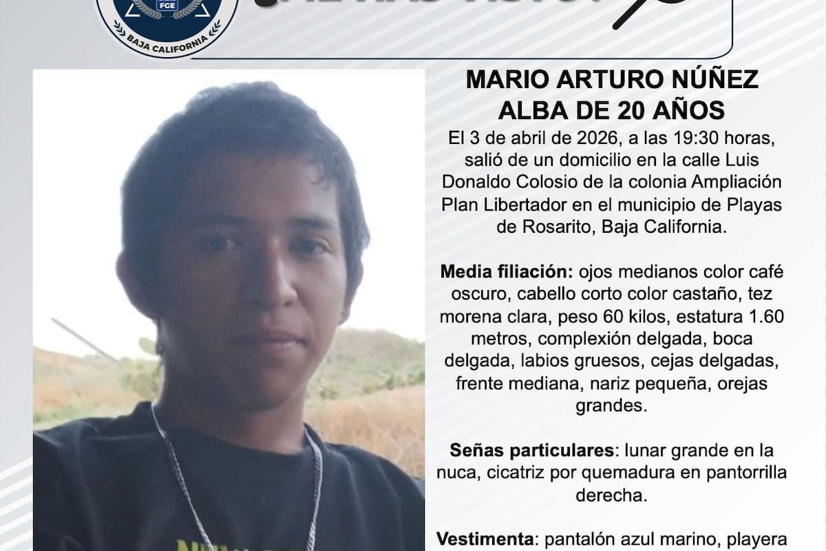Se busca a Mario Arturo Núñez Alba de 20 años