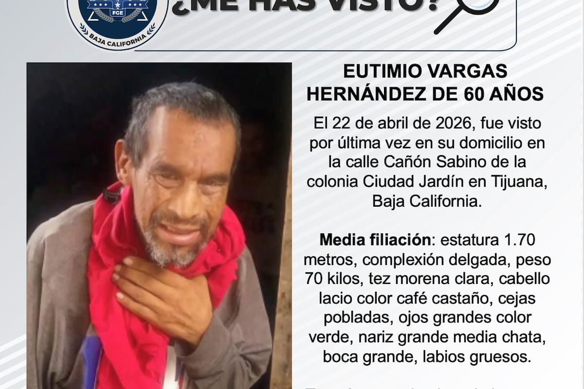 Se busca Eutimio Vargas Hernández de 60 años