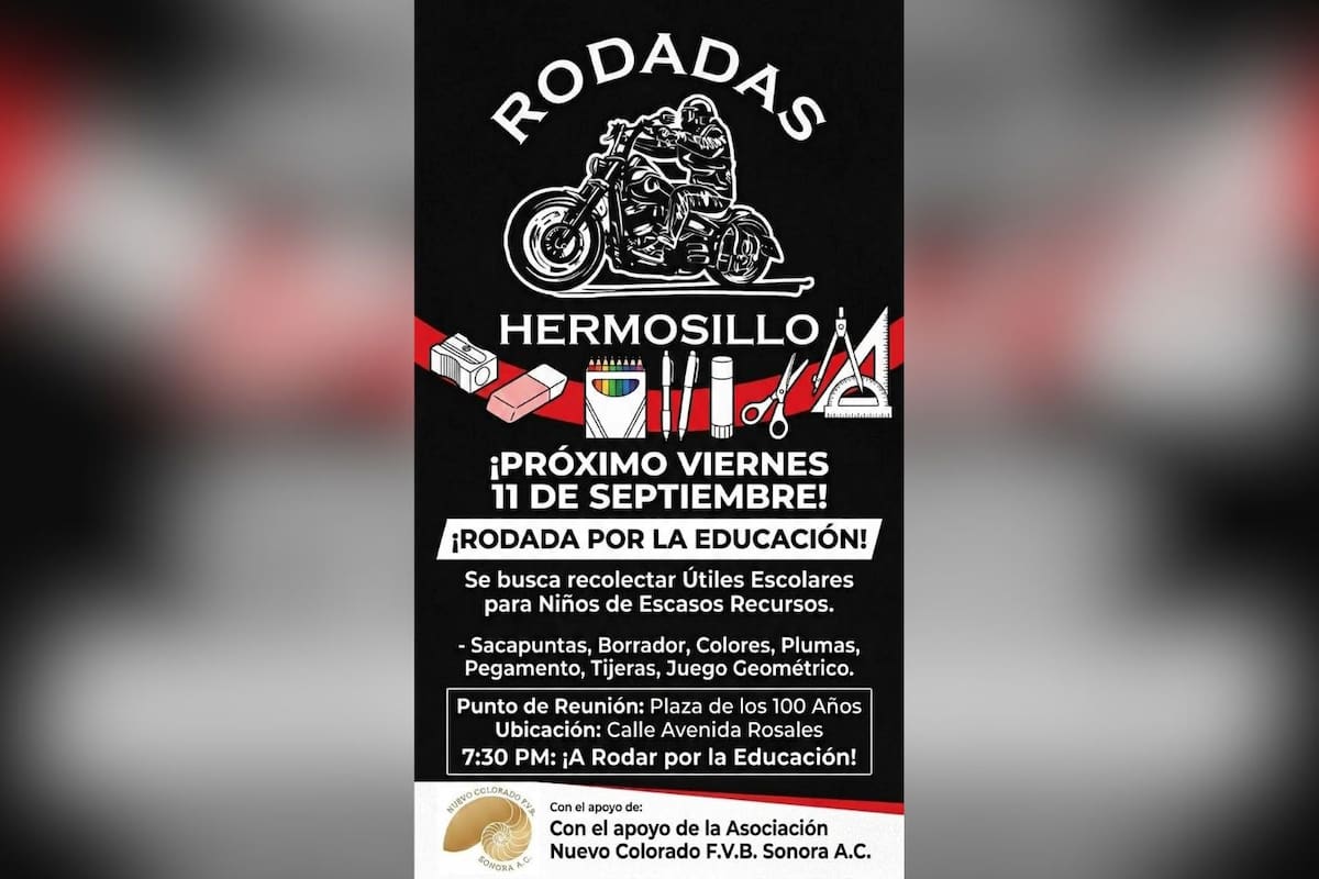 Rodada por la Educación reunirá útiles escolares para apoyar a dos primarias de Hermosillo y el Poblado Miguel Alemán
