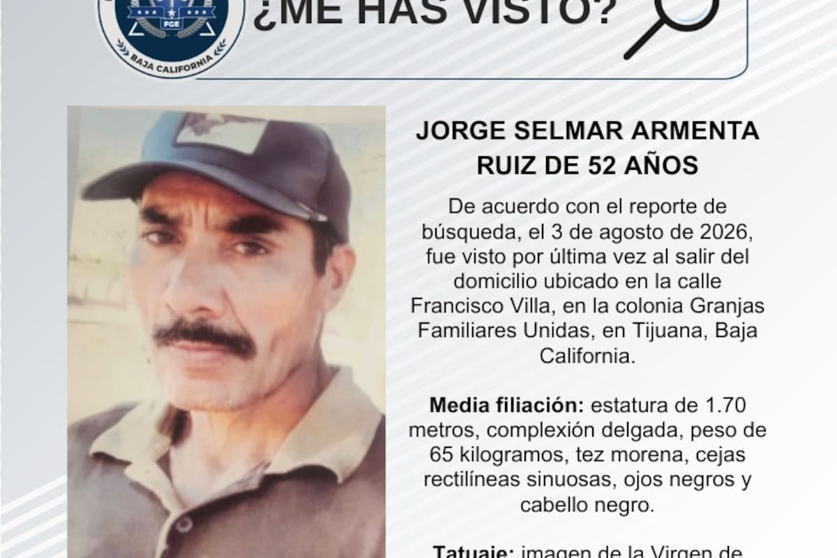 Se busca Jorge Selmar Armenta Ruiz de 52 años