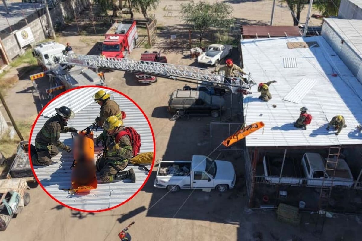 Sufre trabajador descarga eléctrica mientras colocaba láminas; bomberos logran estabilizarlo