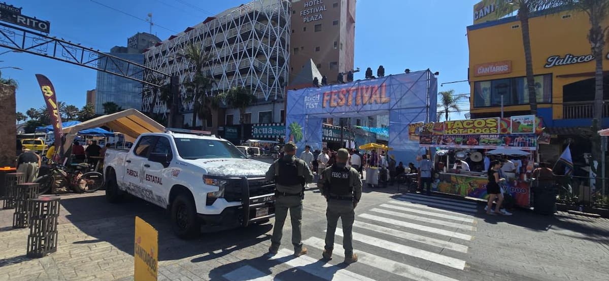 Elementos de seguridad participaron en el operativo desplegado durante el Baja Beach Fest 2026 en Rosarito. Foto: Cortesía.