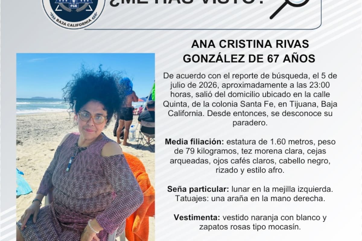 Se busca Ana Cristina Rivas González de 67 años de edad