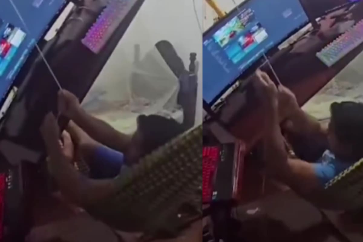 “Sobre una hamaca y un escritorio que acomoda con una cuerda” Joven se vuelve viral por la peculiar manera en que realiza home office desde su casa