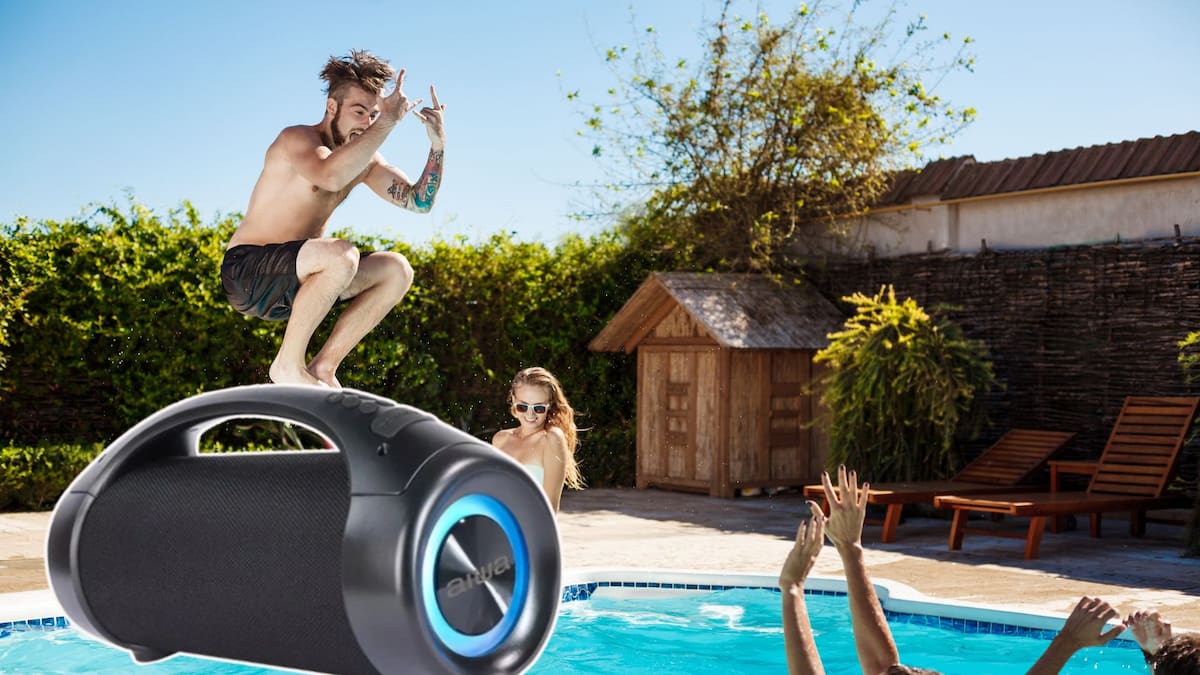 La bocina Aiwa AWS600BT cae a un precio de $849 MXN en Mercado Libre con un descuento del 50% y ofrece resistencia al agua IPX5 junto a una potencia real de 26W para usuarios que buscan audio de alta fidelidad