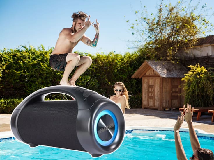 La bocina Aiwa AWS600BT cae a un precio de $849 MXN en Mercado Libre con un descuento del 50% y ofrece resistencia al agua IPX5 junto a una potencia real de 26W para usuarios que buscan audio de alta fidelidad