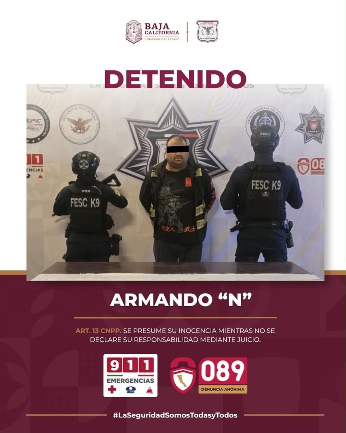 El detenido fue identificado como Armando “N”, de 41 años, originario de Aguascalientes. Foto: Cortesía