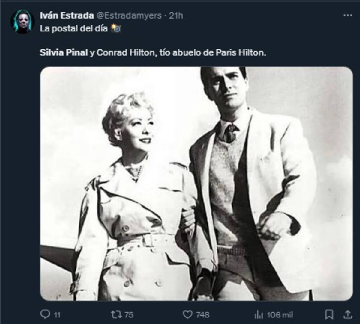 Silvia Pinal y Conrad Hilton / Cuenta de X: @Estradamyers