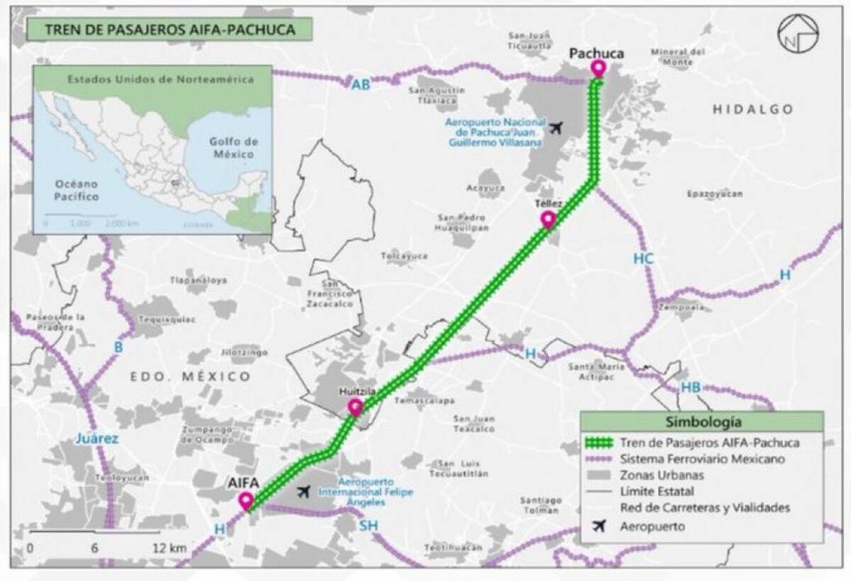 Estaciones del tren de pasajeros México-Pachuca impulsado por Claudia Sheinbaum.
