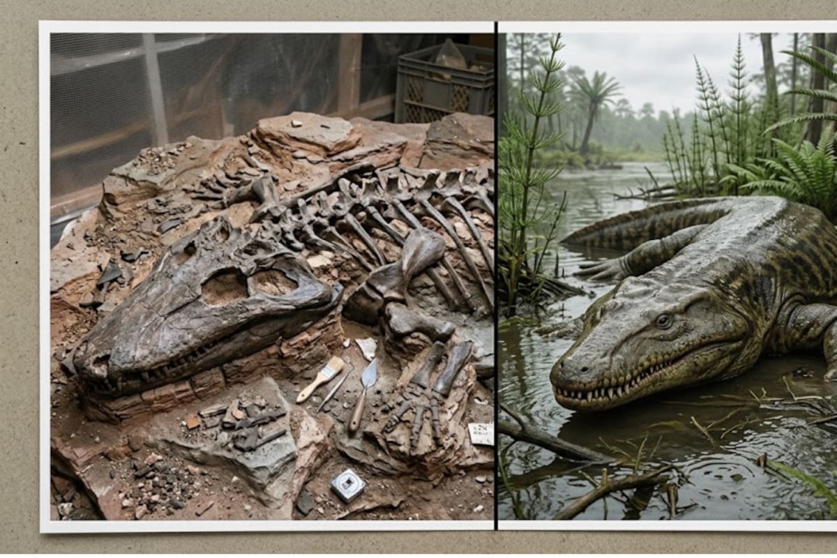 Encontraron un Mastodonsaurus de hace 240 millones de años que convivió con los primeros dinosaurios, un anfibio de casi 6 metros cuyo enorme esqueleto permitirá estudiar cómo vivía uno de los grandes depredadores acuáticos del Triásico
