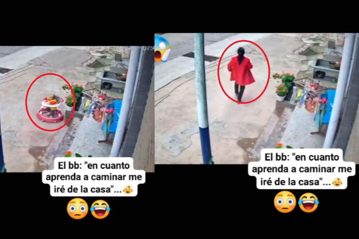IMPACTANTE: Captan a bebé saliendo solo de casa en su andadera
