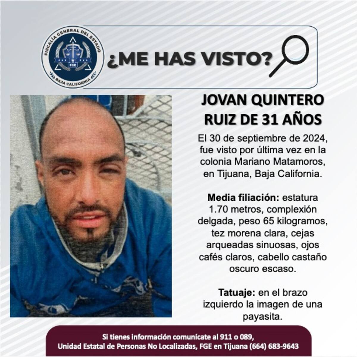 Jovan Quintero Ruiz fue visto por última vez el 30 de septiembre de 2024.