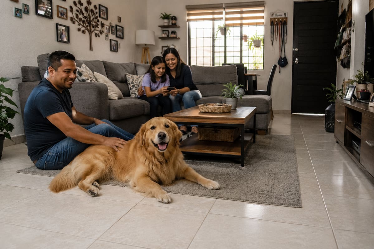 En México, los animales domésticos suelen ser considerados parte de la familia y conviven libremente dentro de la casa. | Imagen hecha con ChatGPT