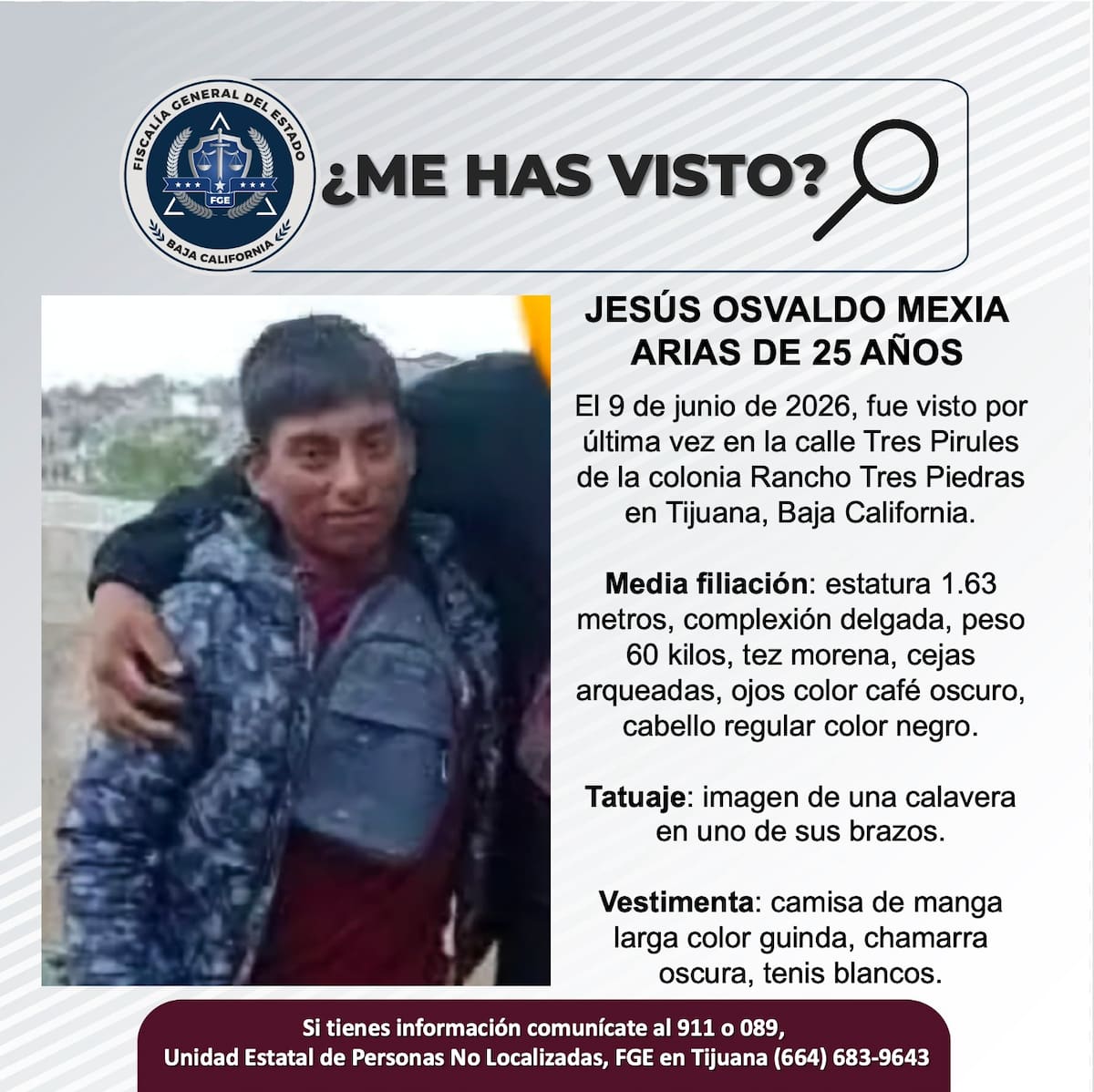 Fue visto por última vez el 9 de junio de 2026.