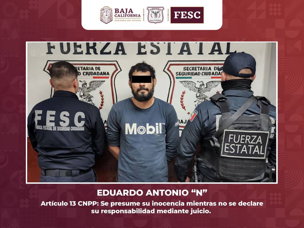 Fue detenido Eduardo Antonio “N” de 31 a agredido física y verbalmente  a su pareja cuando estaban en su domicilio l Foto: Cortesía