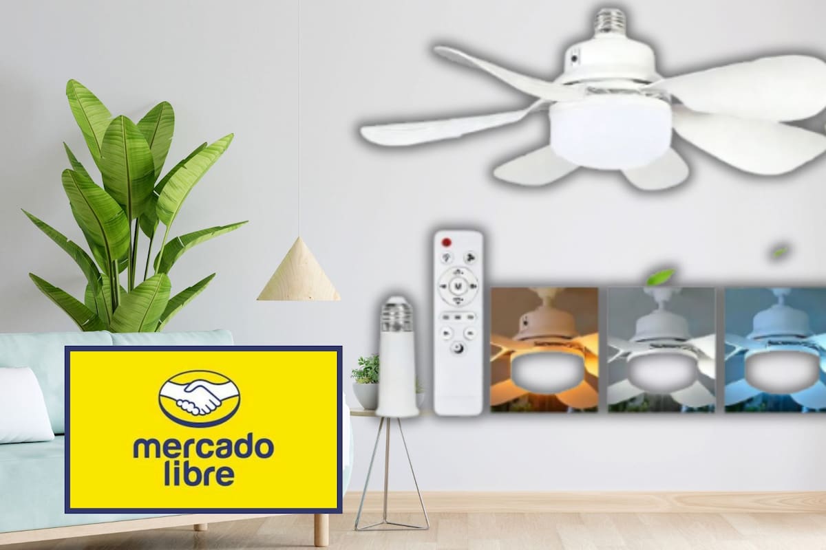 Mercado Libre rebaja a 197 pesos el ventilador de techo que se instala como un foco, ofreciendo un 42% de descuento en este modelo con luz LED regulable y control remoto para recámaras pequeñas