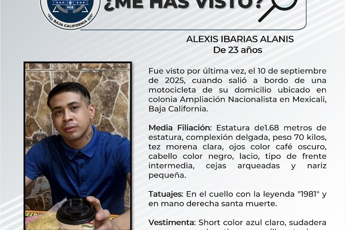 Se solicita ayuda para localizar a Alexis Ibarias Alanís