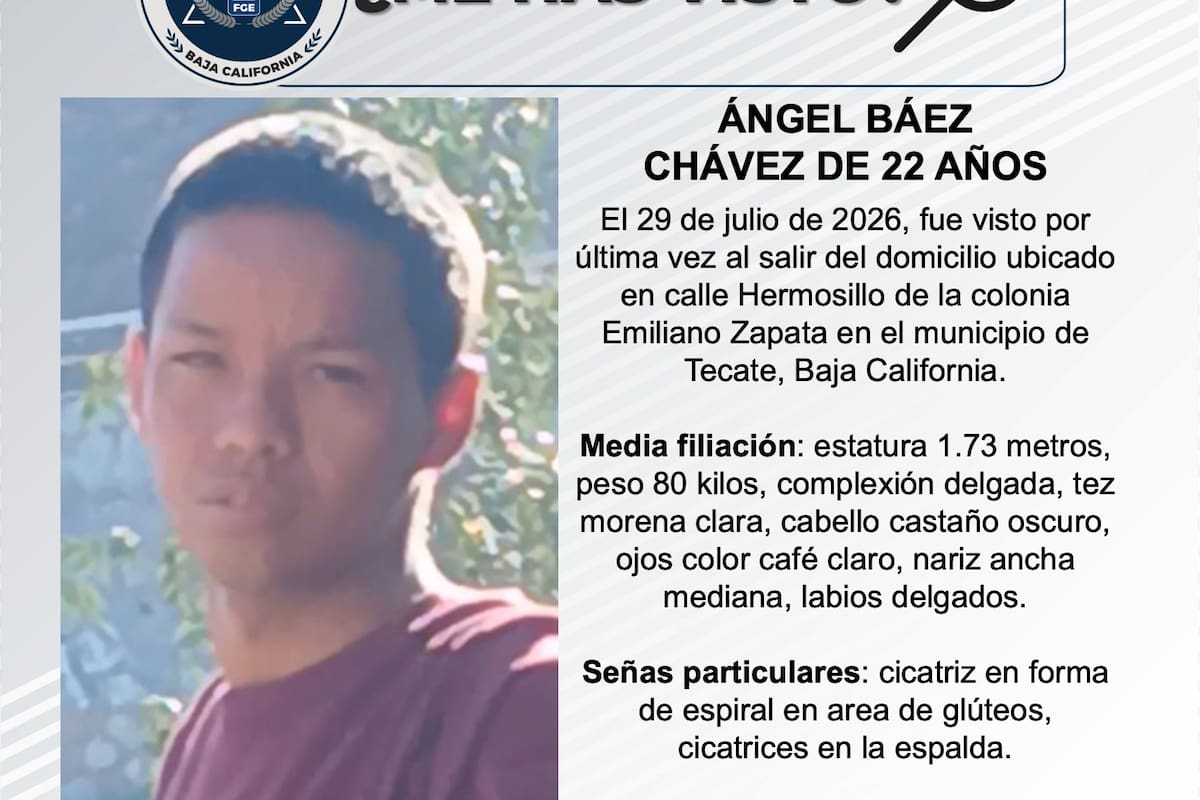 Se busca Ángel Báez Chávez de 22 años