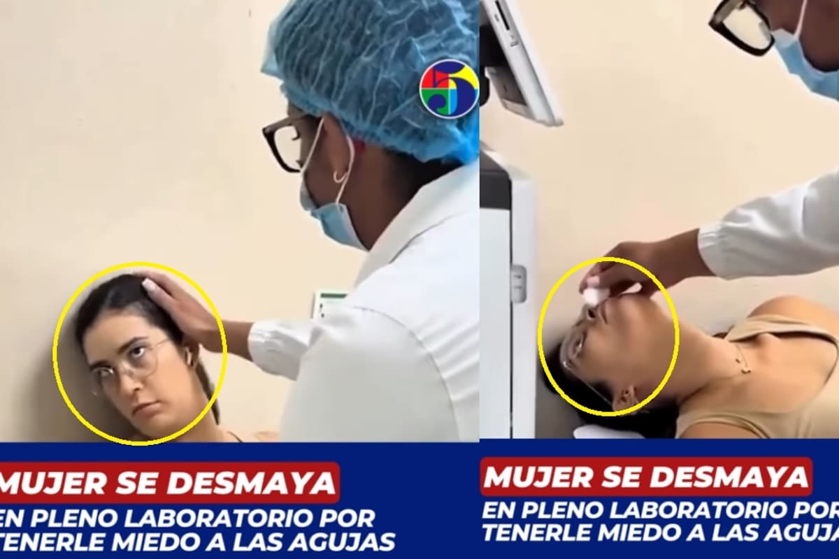 Mujer se desmaya de la impresión justo antes de ser inyectada en un laboratorio y se vuelve viral