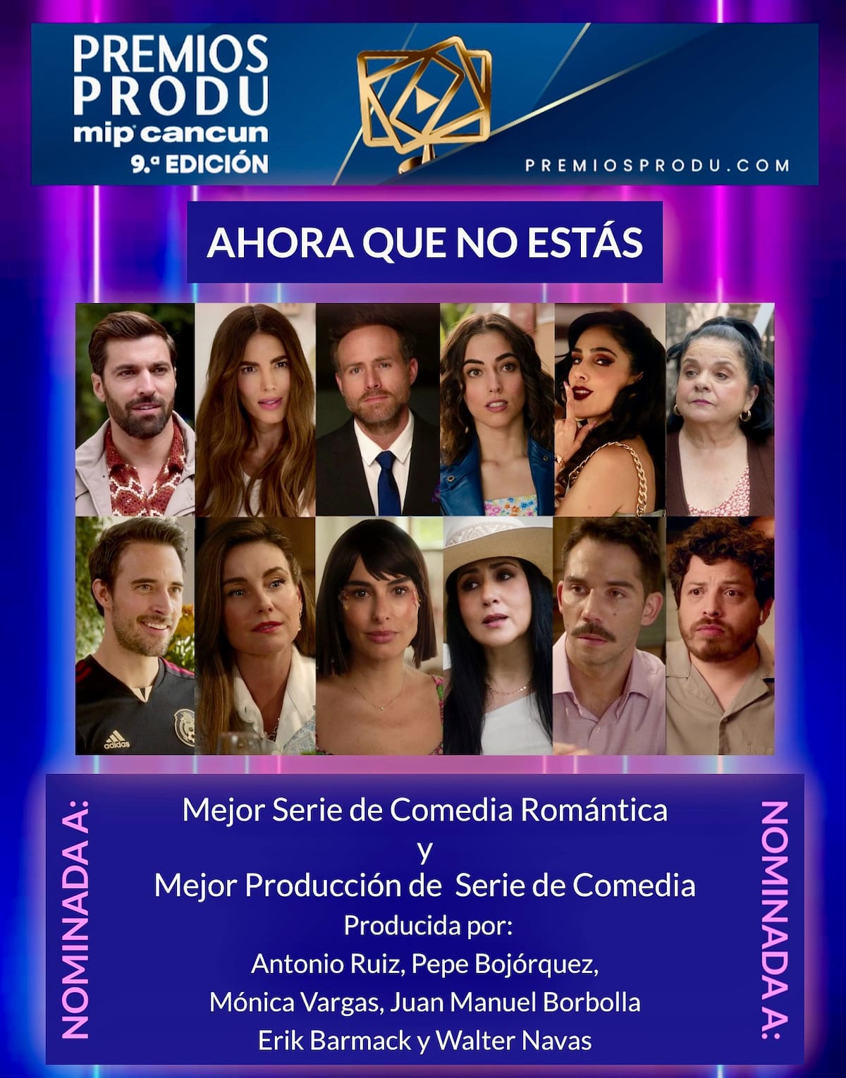 Pepe Bojórquez celebra cinco nominaciones a los premios PRODU por su serie “Ahora que no estás”.