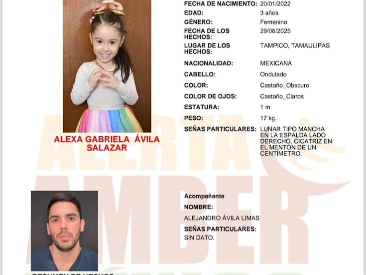 Activan Alerta Amber por Alexa Gabriela Avila Salazar de 3 años