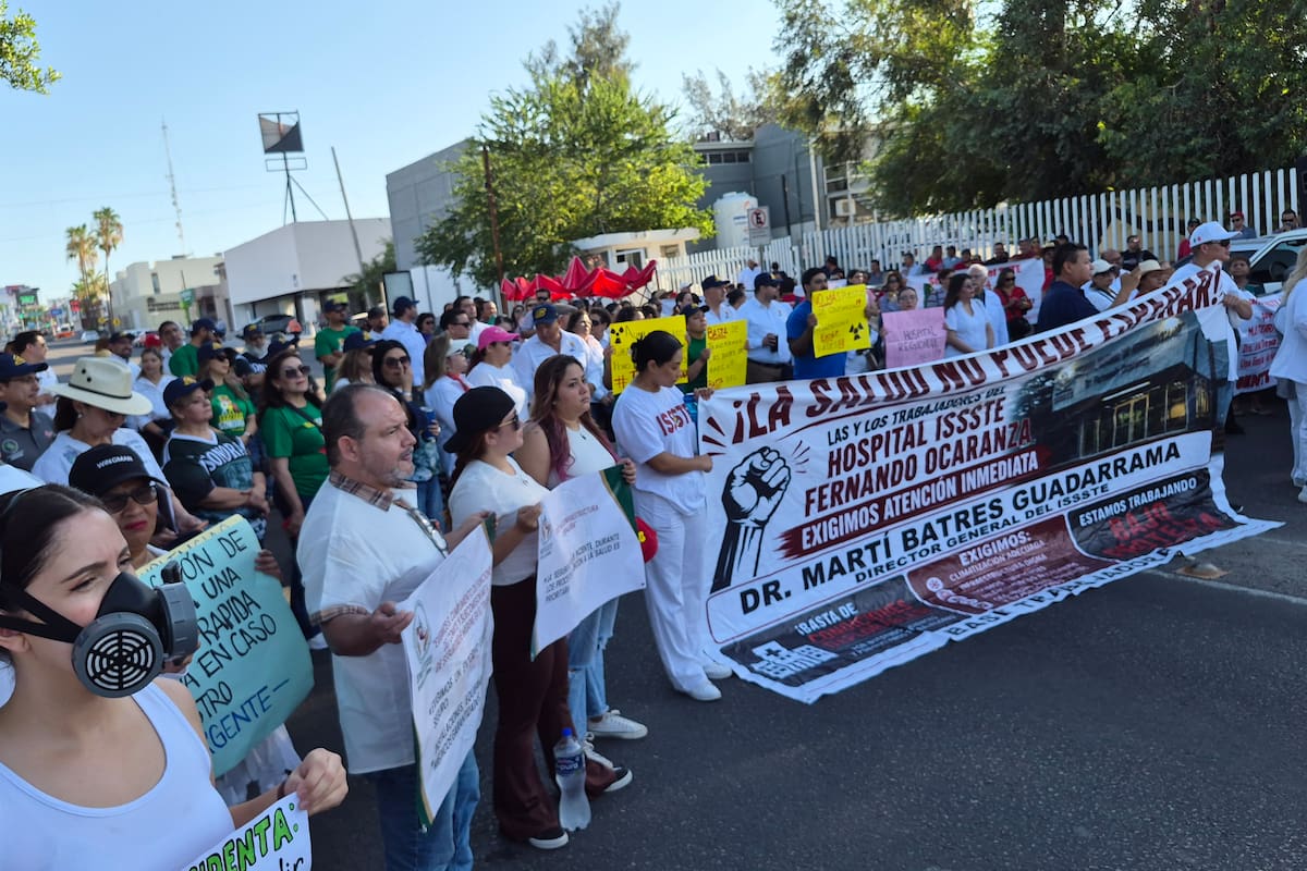 Protesta del Issste en Hermosillo pausa bloqueo pero advierten que volverán si Martín Batres no atiende demanda de nuevo hospital