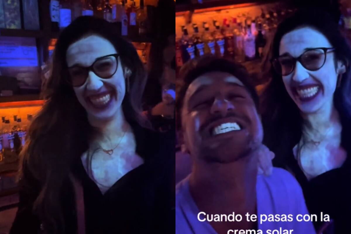 Luz ultravioleta exhibe la cantidad de protector solar que esta mujer se aplicó en el rostro | VIDEO