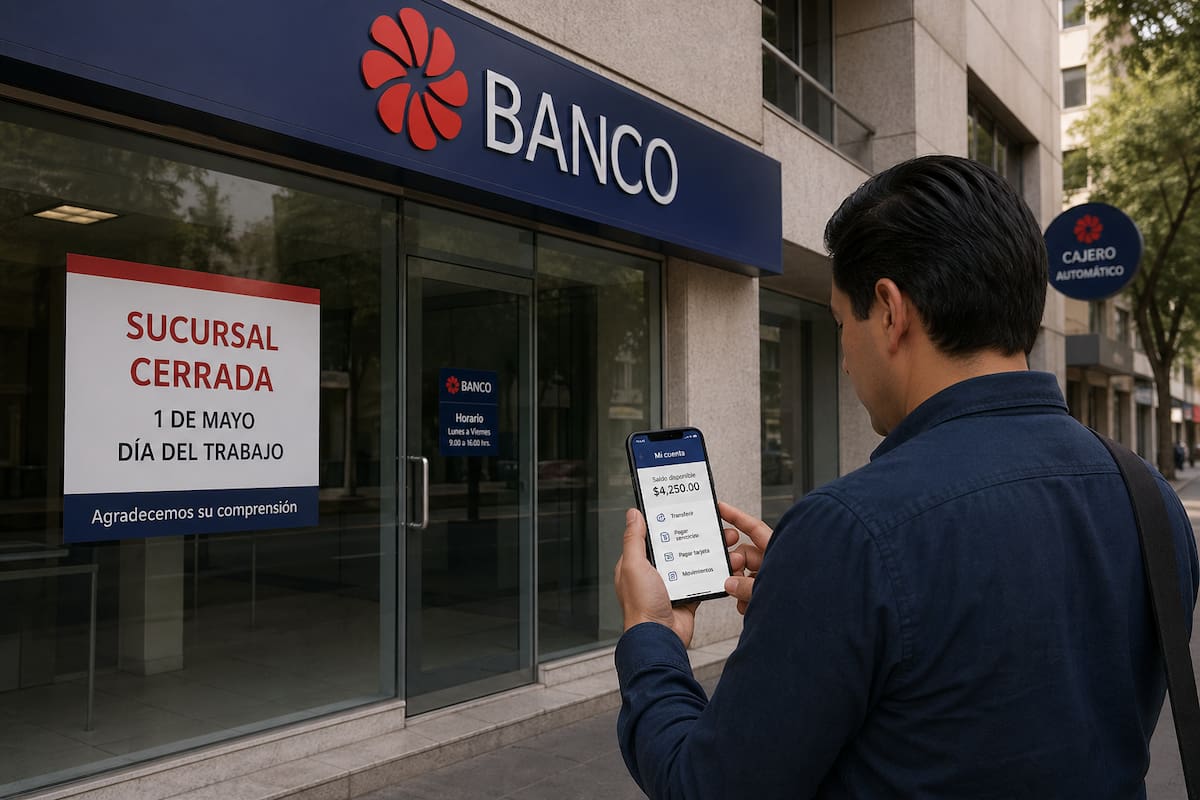 El 1 de mayo los bancos cierran en México, por el Día del Trabajo, pero SPEI, apps y cajeros siguen activos: Qué operaciones puedes hacer y cuáles se detienen según Banxico y la ABM