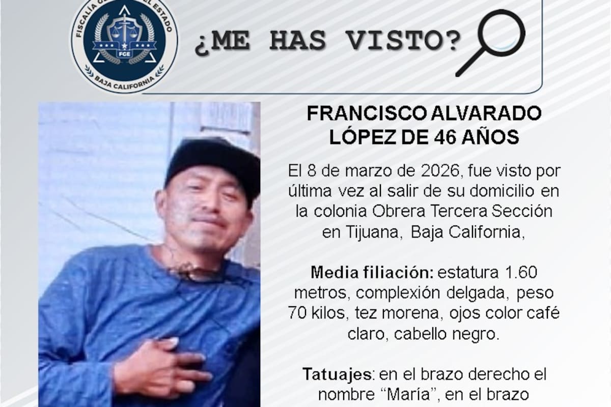 Se busca Francisco Alvarado López de 46 años