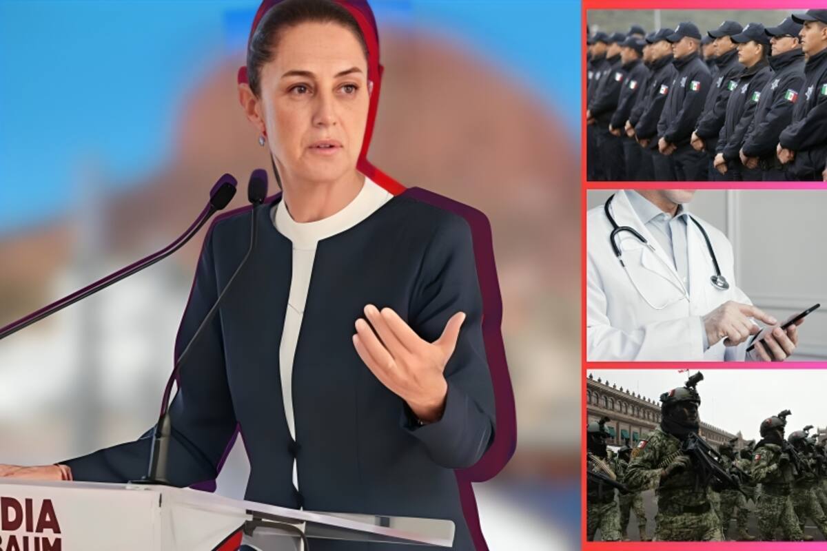Claudia Sheinbaum asegura subirá el sueldo de personal de policía, médico y del ejército