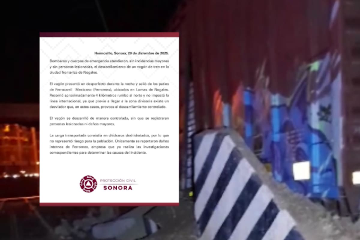 Vagón de tren se descarrila en Nogales y recorre 4 kilómetros sin control: no hubo heridos, informó Protección Civil
