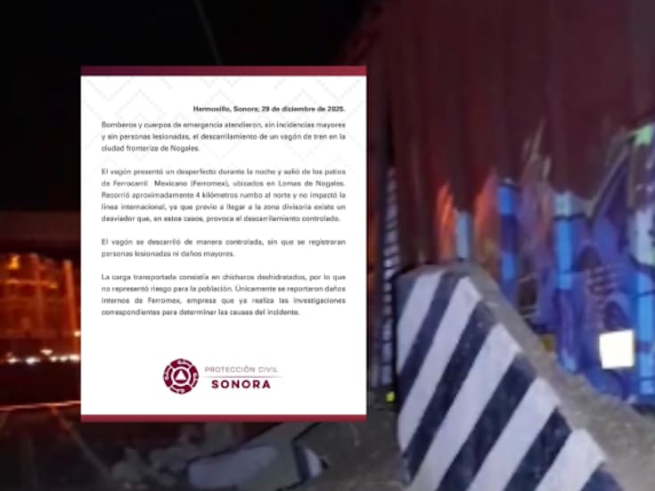 Vagón de tren se descarrila en Nogales y recorre 4 kilómetros sin control: no hubo heridos, informó Protección Civil
