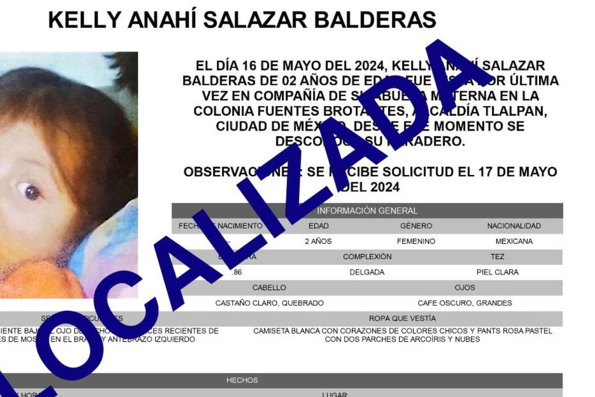Kelly Anahí, bebé de 2 años sustraída de casa de su abuela, es hallada a salvo: ¿Qué sucedió?
