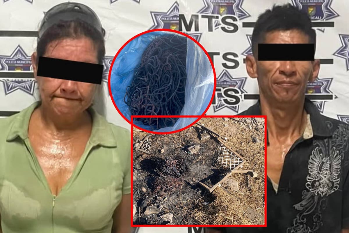 Roban cable de una casa y los sorprenden quemándolo en el Valle de Mexicali
