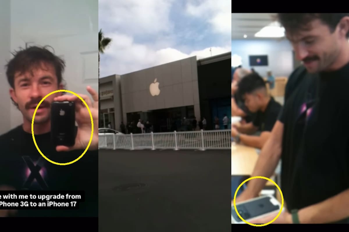 Hombre se vuelve viral al intentar cambiar su iPhone 3G por un iPhone 17 en una tienda Apple