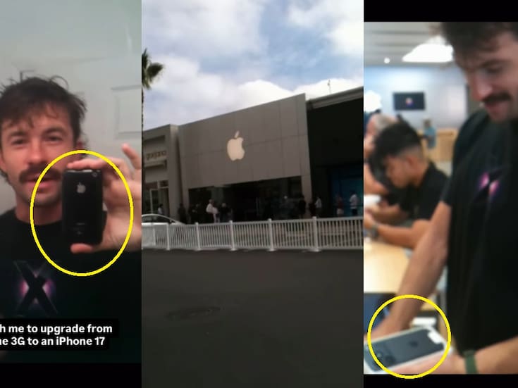 Hombre se vuelve viral al intentar cambiar su iPhone 3G por un iPhone 17 en una tienda Apple